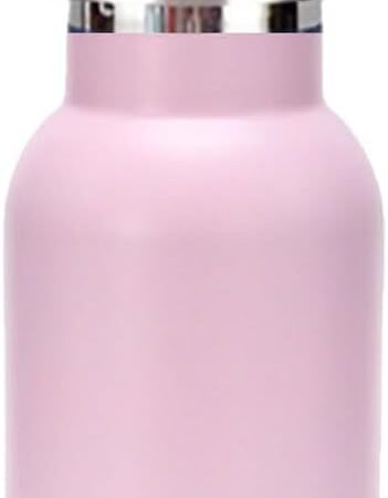 Double Walled Stainless Steel Vacuum Insulated Sports Water Bottle with Portable Stainless Lid, Wide Mouth (Pink 12oz）