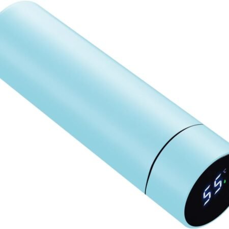 Smart Water Bottle Stainless Steel Vacuum Flask,Travel Mug with Smart LCD Touch Screen, Keep Hot Or Cold, Car Portable Travel Tea Coffee Vacuum Thermo Cup,Insulated Water Bottle (Light Blue)