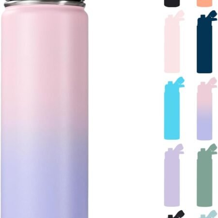 24oz Insulated Water Bottle with Handle, 309 Stainless Steel Water Bottle, Double-Wall Vacuum Sports Water Bottle