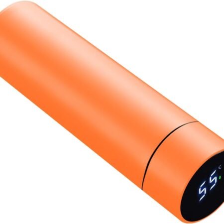 Smart Water Bottle Stainless Steel Vacuum Flask,Travel Mug with Smart LCD Touch Screen, Keep Hot Or Cold, Car Portable Travel Tea Coffee Vacuum Thermo Cup,Insulated Water Bottle (Orange)