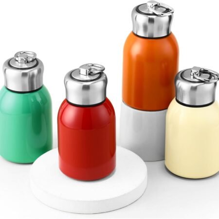 4 Pcs 10oz Mini Water Bottles Stainless Steel Slim Insulated  for Hot Cold Drink Thermal Small Vacuum Portable Water Bottle for Women Gifts Travel Camping Hiking (Bright Color)