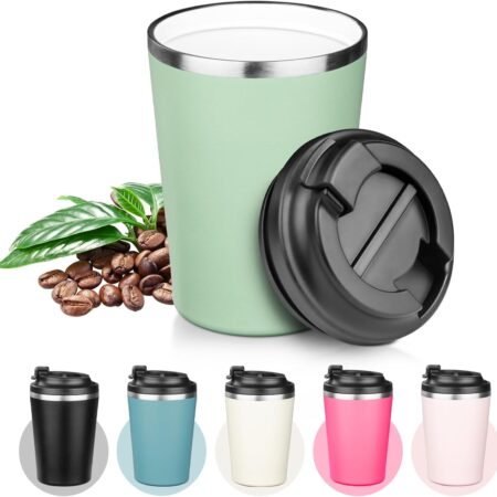 Ceramic Lined Insulated Tumbler, Spill-Proof Cup, Double-Wall Powder Coated Insulated Coffee Cup, Stainless Steel Cup