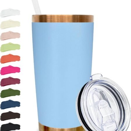Stainless Steel Insulated Tumbler with Lid and Straw, Double-Wall Vacuum Insulated Travel Coffee Cup