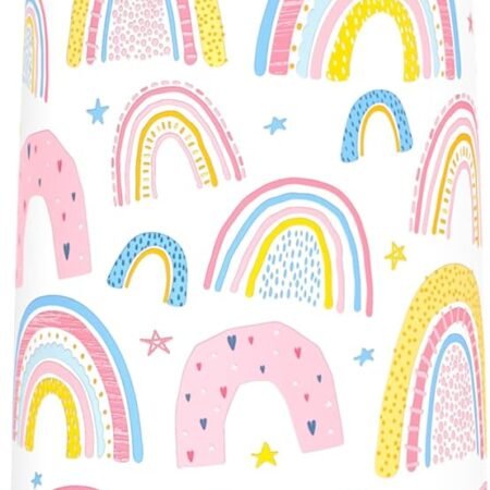 Girls Insulated Water Bottle with Covered Pop-Up Straw,16 oz Kids Cups with Stainless Steel Leak Proof for School（Rainbow-Pink）