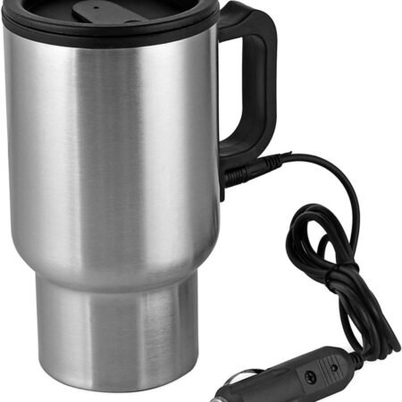12V Car Heating Cup Car Heated Mug, 450ml Stainless Steel Travel Electric Coffee Cup 14oz. Insulated Heated Preservation Mug